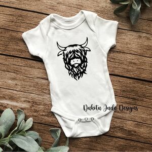Highland Cow Baby Bodysuit, Body Suit, One Piece